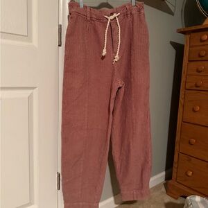 Free People Mauve/Pink Corduroy Pants with Drawstring